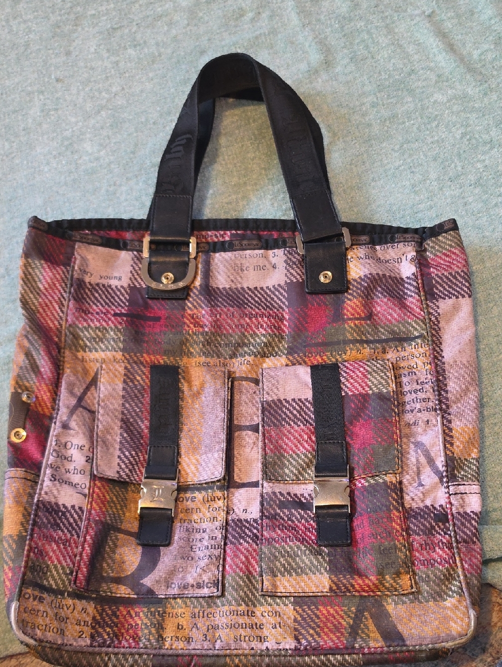 L.A.M.B. Lesportsac Donegal plaid tote No Charm